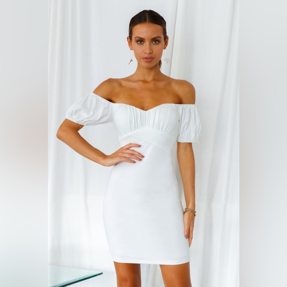 Hello Molly White Off-Shoulder Mini Dress